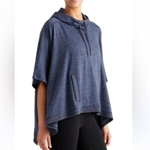 Athleta Blue Hooded Poncho Sweatshirt